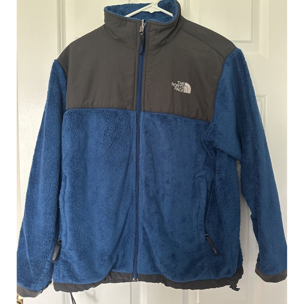 The North Face Hoodie Jacket Fleece Youth Junior XL Royal Blue Gray Full Zip